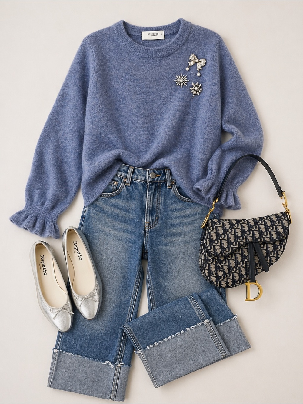 Select Femme Blue Crew Neck Sweater